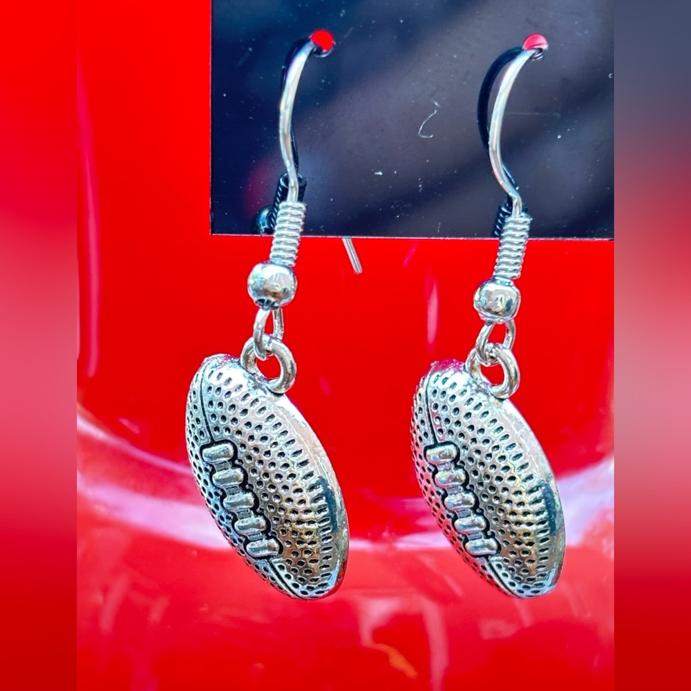 Silver Football Dangle Earrings - NWT
